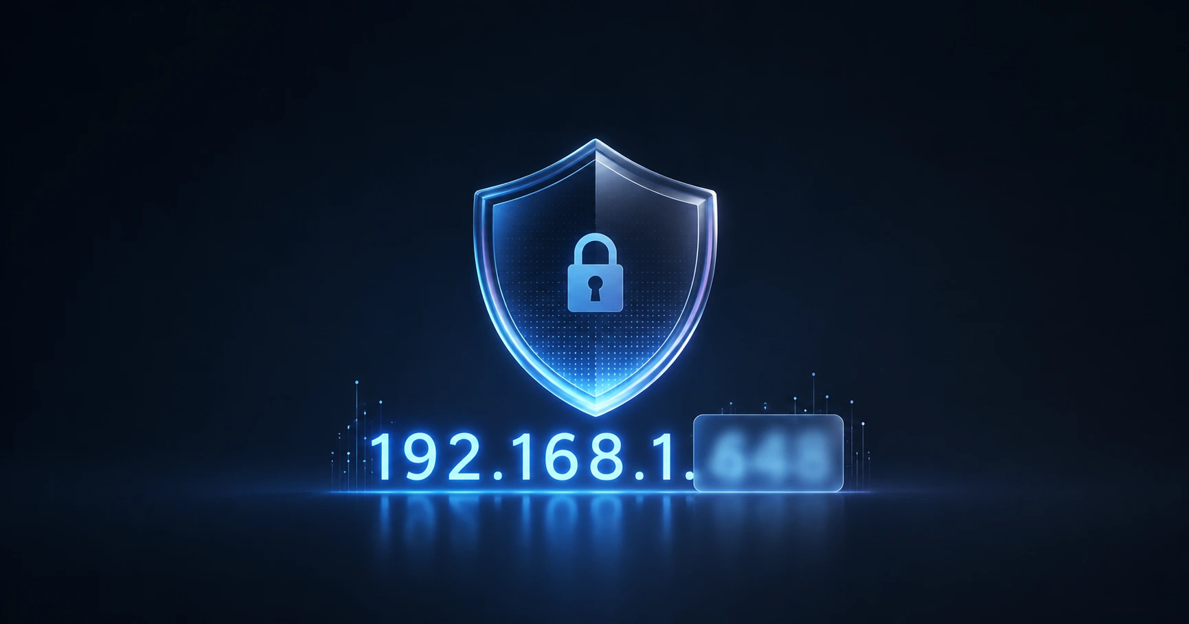 A 3D illustration of a digital shield masking the final numbers of an IP address, representing data anonymization.